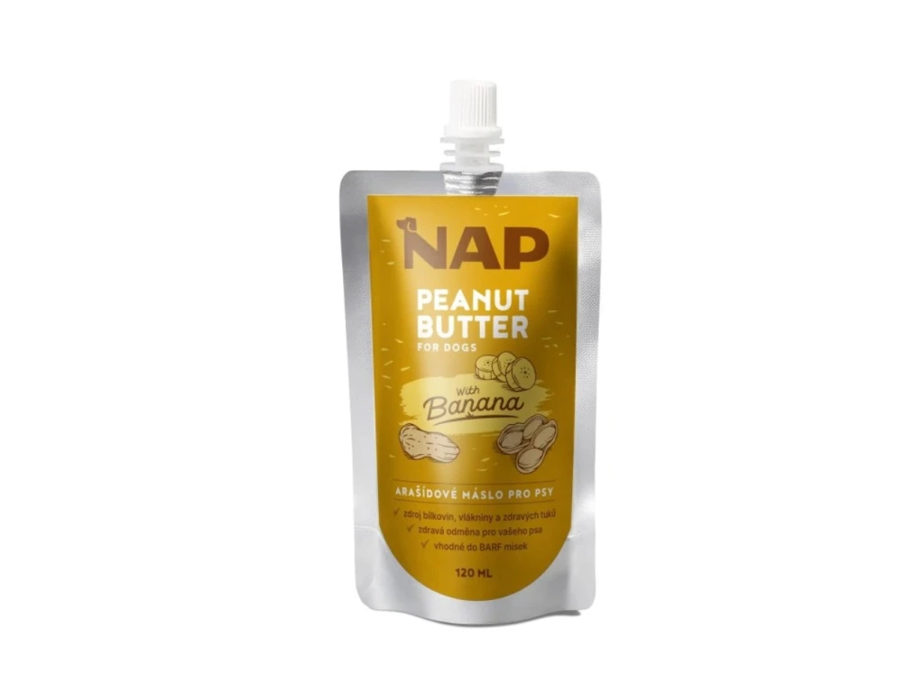 NAP Arašídové máslo pro psy 120ml - banán 1 NAP Arašídové máslo pro psy 120ml - banán